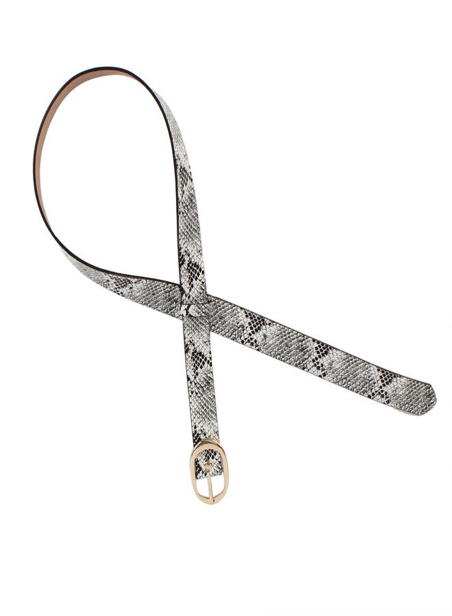 Monique Women Snakeskin Print Skinny Thin Faux Leather Belt Jeans Pants Dress Waist Belt - Image 4