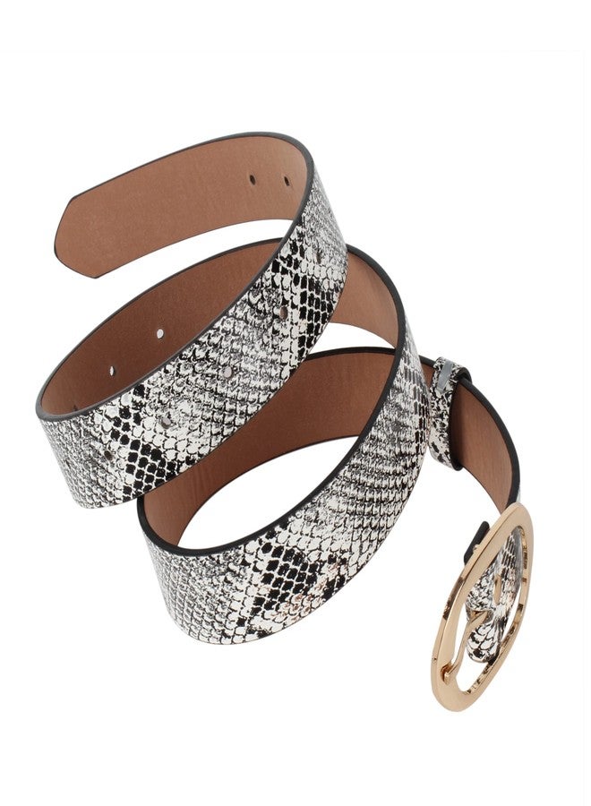 Monique Women Snakeskin Print Skinny Thin Faux Leather Belt Jeans Pants Dress Waist Belt - Image 3