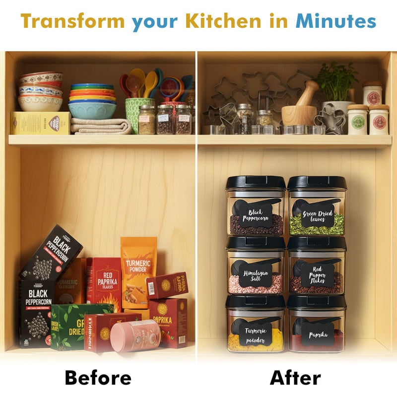Shazo 6 PC Airtight Food Storage Containers + 6 Spoons - BPA Free Clear Plastic Snack & Spice Containers with Easy Lock Lids - Kitchen and Pantry Organization for Herbs, Coffee, Tea - 0.5L / 2.1 Cups - Image 5
