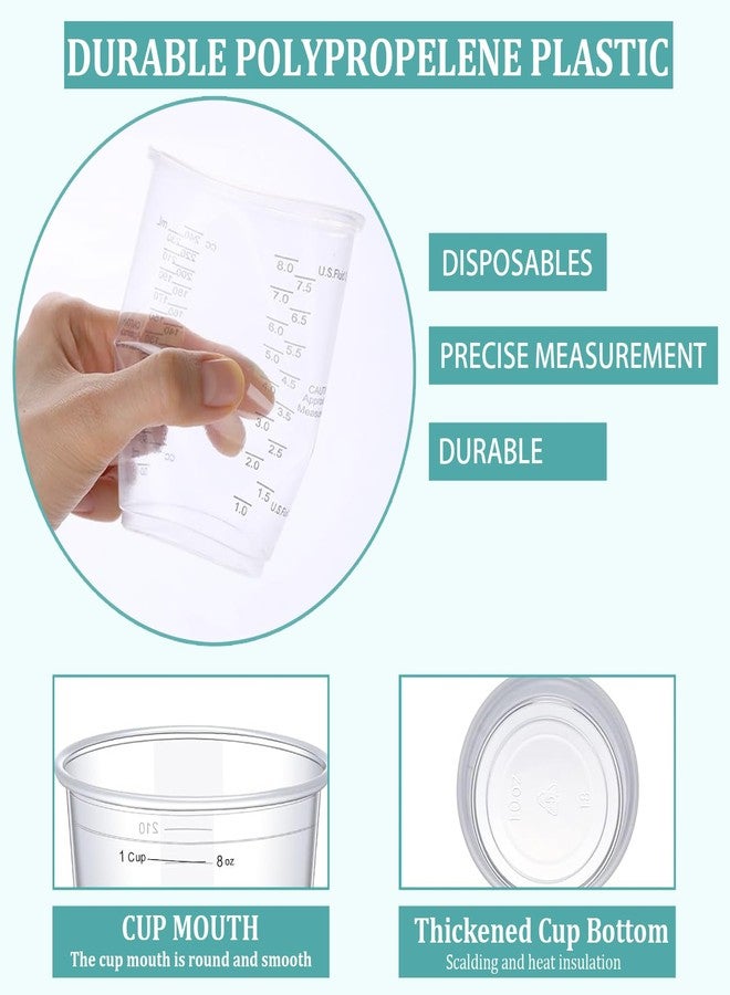 Taeku Measuring Cups Plastic, 8 oz Disposable Clear Epoxy Cups for Resin Reusable Multipurpose Stain Paint Liquid Mixing Cups for Cooking Baking (Pack of 50) - Image 3