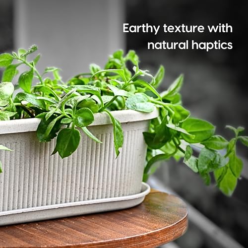 Eha Earth Friendly Regalia 12 Inch Pots and Planters Set of 2 | Bamboo Based, UV Protected | Planter for Indoor & Balcony Window Flower Pots | Multicolor - Image 5