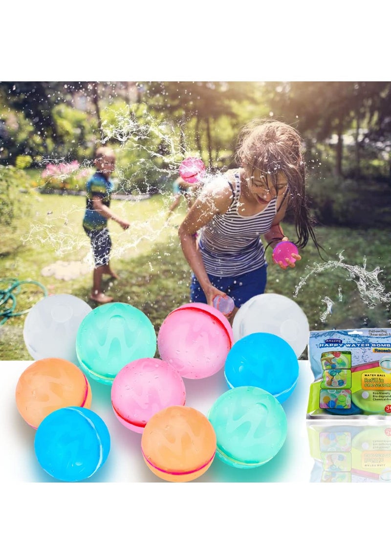 Quick Fill Reusable Water Balloons for Summer Fun, Self-Sealing Water Toys for Kids and Adults, Perfect for Pool and Outdoor Activities, Set of 6  - Image 1