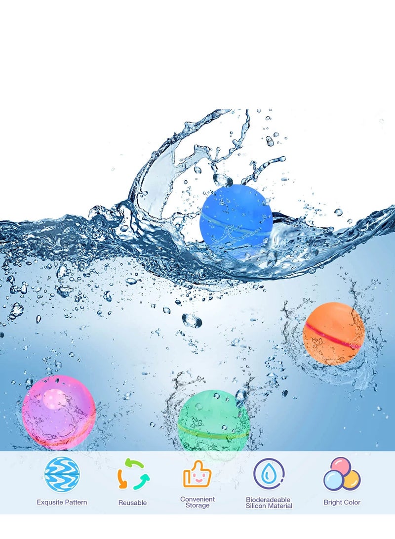Quick Fill Reusable Water Balloons for Summer Fun, Self-Sealing Water Toys for Kids and Adults, Perfect for Pool and Outdoor Activities, Set of 6  - Image 2