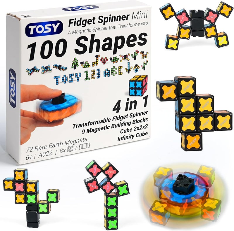 توسي لعبة Magnet Fidget Spinner Mini - 3 في 1: لعبة دوارة قابلة للتحويل مع 72 مغناطيسًا، مكعب لا نهائي، مكعب ألغاز 2x2، هدية عيد الفصح وعيد الميلاد للبالغين والأطفال - Image 1