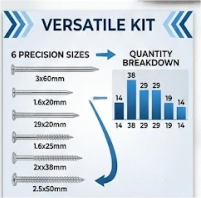 Hasanat Essentials Professional Nail Assortment Kit - 6 Precision Sizes for Picture Hanging and Small Home Repairs - Image 3