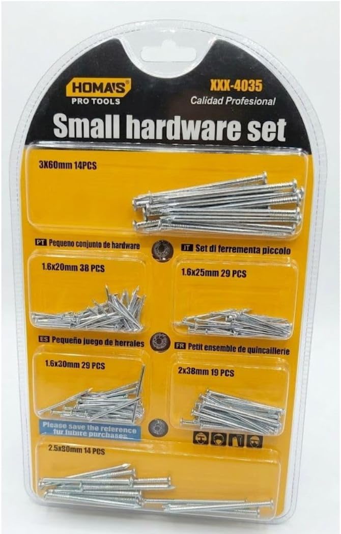 Hasanat Essentials Professional Nail Assortment Kit - 6 Precision Sizes for Picture Hanging and Small Home Repairs - Image 1