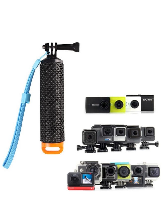 Floating Hand Grip Waterproof Handheld Selfie Stick Monopod Grip Handle Mount Compatible With Gopro Hero 10 9 8 7 Hero Session Fusion Max Akaso Sjcam Dji Osmo Action Cameras (Orange)