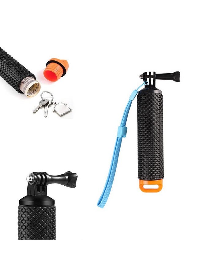 Floating Hand Grip Waterproof Handheld Selfie Stick Monopod Grip Handle Mount Compatible With Gopro Hero 10 9 8 7 Hero Session Fusion Max Akaso Sjcam Dji Osmo Action Cameras (Orange)