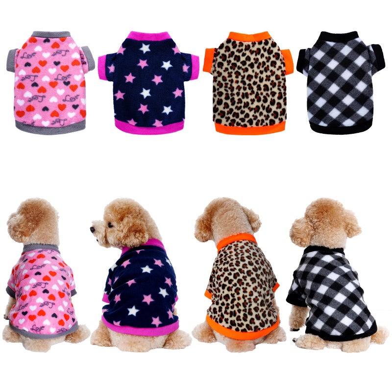 Rbenxia 4 Pcs Dog Fleece Sweaters Puppy, Warm Soft Fleece Sweater Doggie Sweatshirt Dog Pajamas Puppy Clothes for Winter, Small Dogs Cat Pets Outfits (Medium) - Image 3