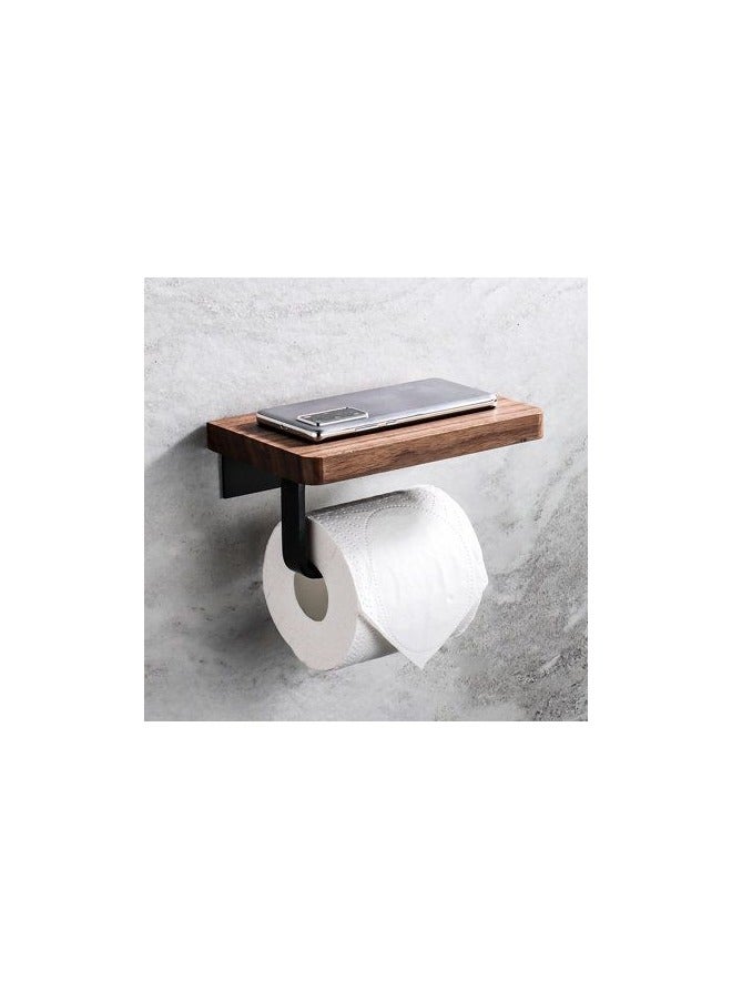 Modern Bathroom Toilet paper Holder tissue holder stainless steel & solid wood - water resistant.  - Image 2