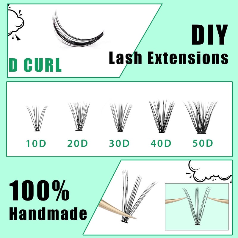 Bodermincer 7D/10D/20D/30D/40D/50D/60D/80D/100D Lash Cluster 240pcs D Curl Individual Cluster Eyelashes Fluffy false Eyelashes Extension Lash Cluster DIY at Home (20D-14mm) - Image 5