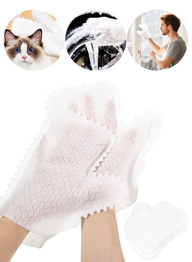 20 Pieces White Microfiber Dusting Gloves, Dual-Sided Dust Mitt for Dust Pet Hair Cleaning - Image 1