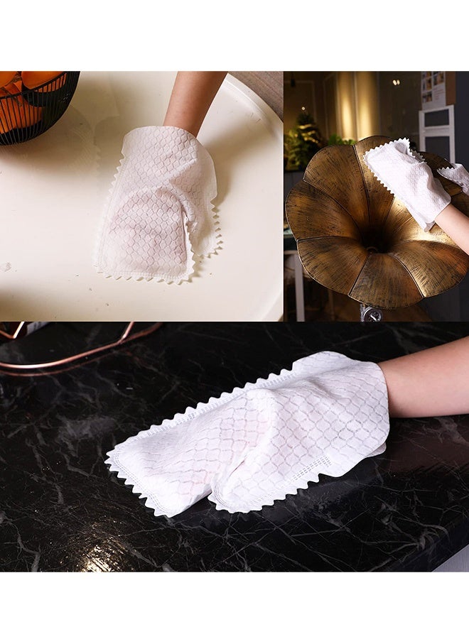 20 Pieces White Microfiber Dusting Gloves, Dual-Sided Dust Mitt for Dust Pet Hair Cleaning - Image 4