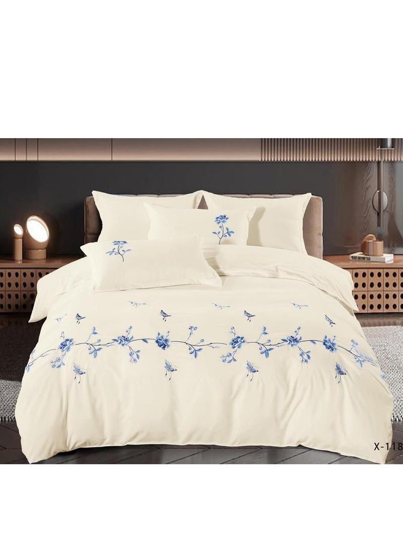 MMM HOME MMM HOME Embroidered 6pcs King size High Cotton Hotel Master Quality Microfiber Bedding Set Comforter/Bedsheet/Pillow covers set  - Image 1