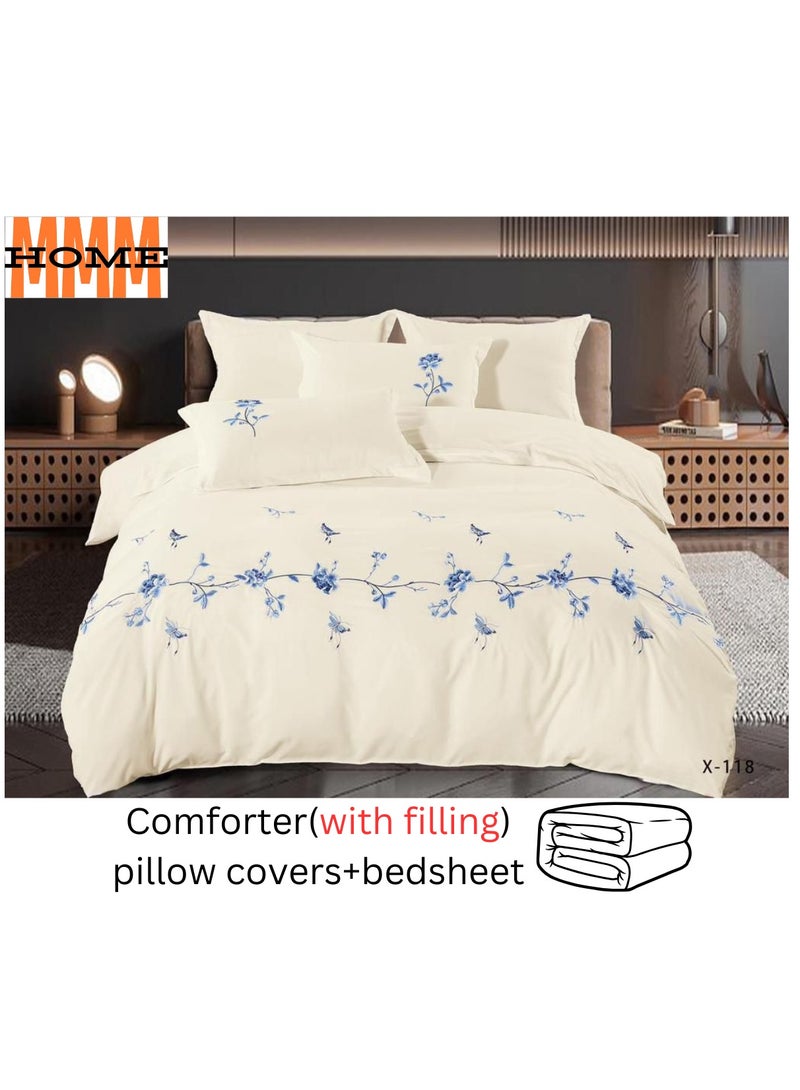MMM HOME MMM HOME Embroidered 6pcs King size High Cotton Hotel Master Quality Microfiber Bedding Set Comforter/Bedsheet/Pillow covers set  - Image 2