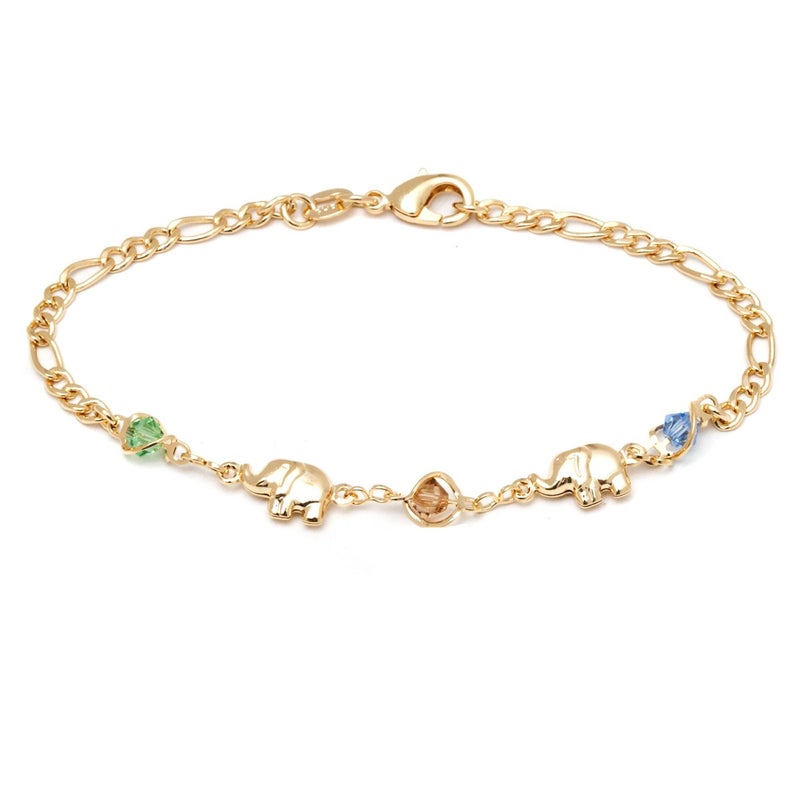 Barzel 18K Gold Plated Multicolor Elephant Bracelet For Women (Multicolor BR204-7.5) - Image 1