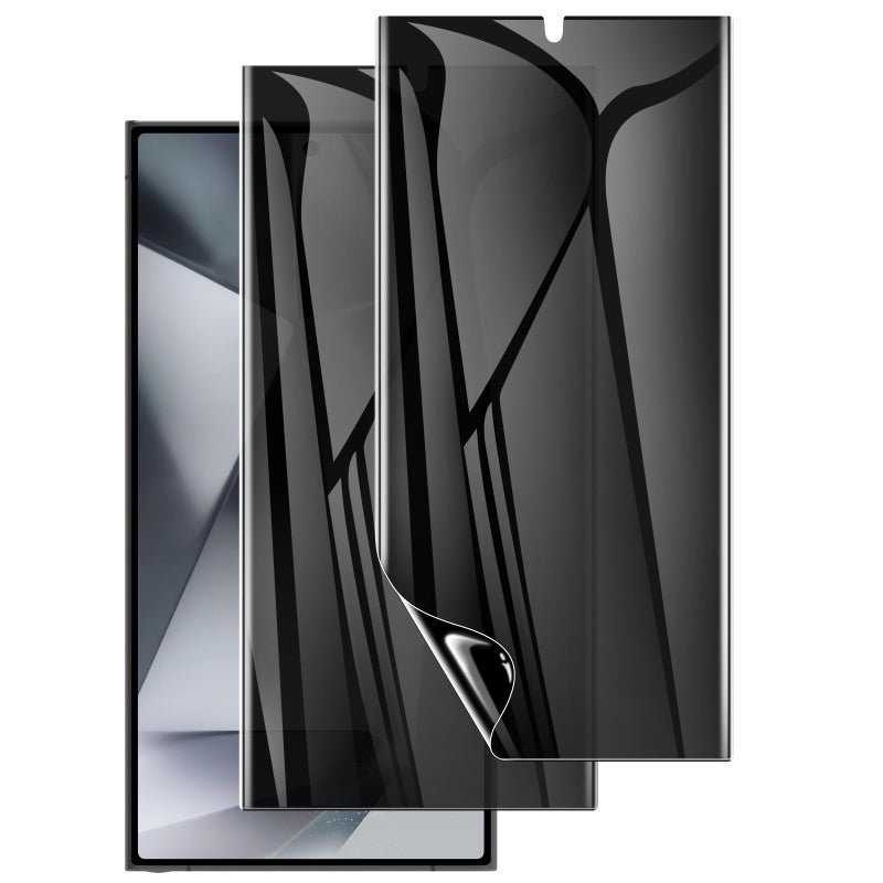 LYWHL 2 Pack for Samsung Galaxy S24 Ultra Privacy Screen Protector, Anti-Spy Flexible Hydrogel Film, Sensitive Touch & Fingerprint Unlock, Durable Anti-Scratch Shock-Resistant Full Coverage - Image 1