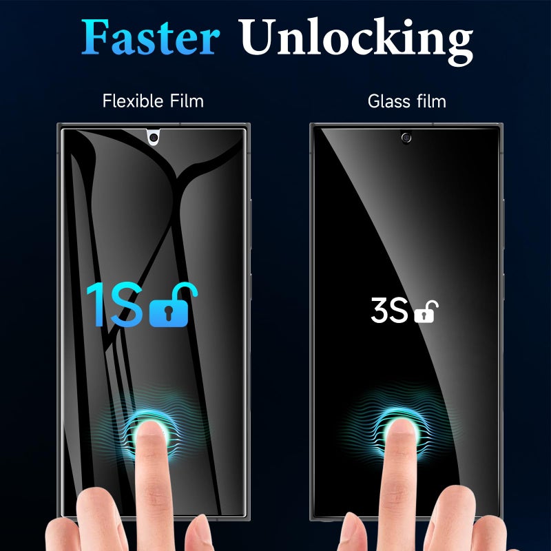 LYWHL 2 Pack for Samsung Galaxy S24 Ultra Privacy Screen Protector, Anti-Spy Flexible Hydrogel Film, Sensitive Touch & Fingerprint Unlock, Durable Anti-Scratch Shock-Resistant Full Coverage - Image 2