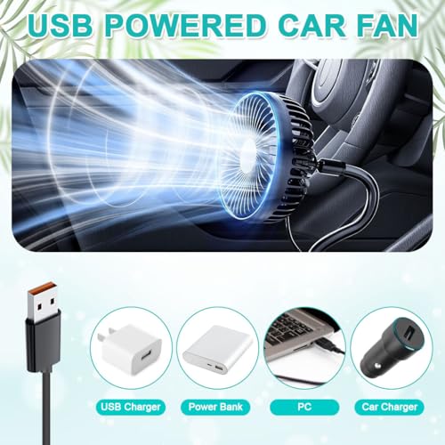 STHIRA® 5V Car Fan for Cup Holder Car Cigarette Lighter Powered Car Cooling Fan with Controller 360° Rotation 3-Speed Auto Fan With Flexible Goose Neck Plug And Go Vehicle Fan for Most Cup Holder - Image 3