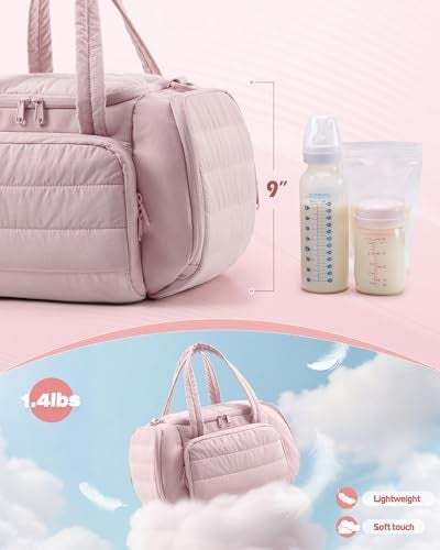 Marscamd Quilted Breast Pump Bag Compatible with Spectra S1 and S2 Pumping Bag with Cooler Compartment and a Drying Mat Pink - Image 3