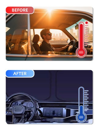 Foldable Car Windshield Sunshade with Storage Pouch, Front Windshield Reflective Sunshade, Car Window Sunshade for Sun Heat Protection and Block UV Rays, Keep Vehicle Cooler,Titanium Silver - view 2