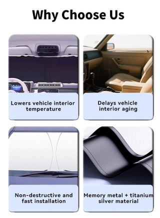 Foldable Car Windshield Sunshade with Storage Pouch, Front Windshield Reflective Sunshade, Car Window Sunshade for Sun Heat Protection and Block UV Rays, Keep Vehicle Cooler,Titanium Silver - view 5