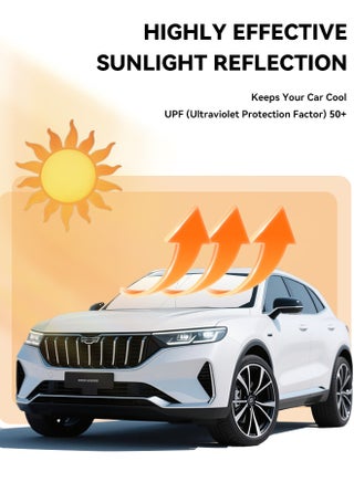 Foldable Car Windshield Sunshade with Storage Pouch, Front Windshield Reflective Sunshade, Car Window Sunshade for Sun Heat Protection and Block UV Rays, Keep Vehicle Cooler,Titanium Silver - view 3