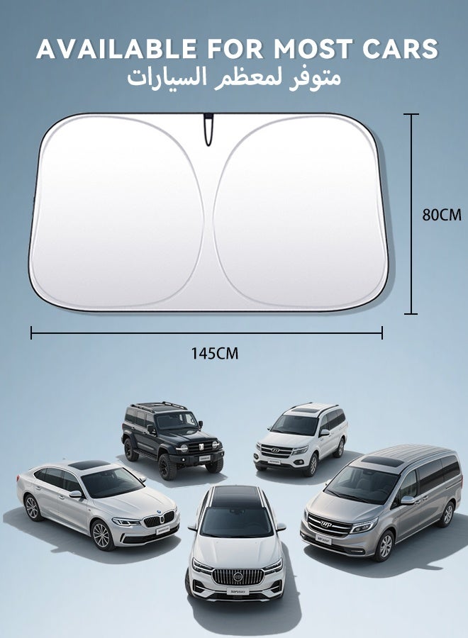 BASILKIT Foldable Car Windshield Sunshade with Storage Pouch, Front Windshield Reflective Sunshade, Car Window Sunshade for Sun Heat Protection and Block UV Rays, Keep Vehicle Cooler,Titanium Silver - Image 4