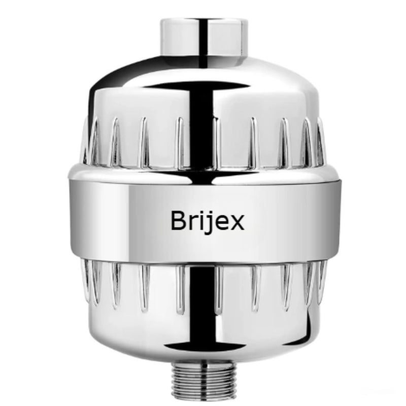 Brijex shower and tap filter for hard water with 15 stage Water Softener for Bathroom Hard Water Filter Chrome Pack of 1 - Image 1
