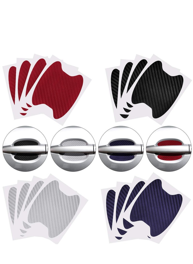 SYOSI Car Door Handle Cup Protector, Universal 3D Carbon Fiber Car Door Handle Paint Guard, Side Sticker, Prevent Paint Chipping, Auto Door Handle Scratch Cover Guard Protective Film 16 Pieces - Image 1