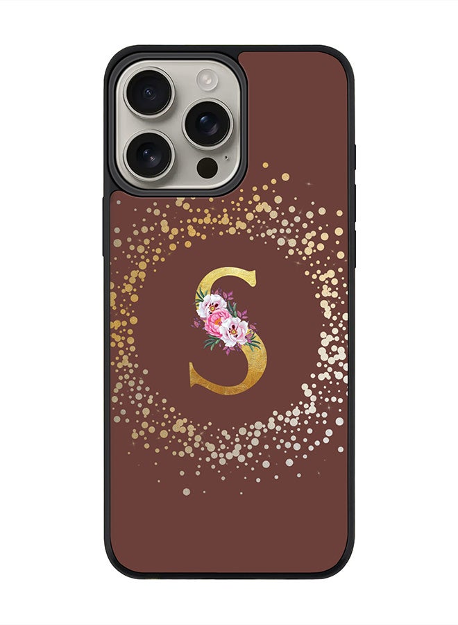 Stylizedd For iPhone 16 Pro Max Case [Compatible with MagSafe] Slim Magnetic cover Phone Case iPhone 16 Pro Max -Custom Monogram Floral - S (Brown ) - Image 1
