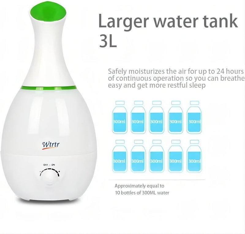 Wtrtr 3L high-end Ultrasonic Cool Mist humidifier,Air humidifier for Bedroom & lobby, Premium Humidifying Unit,Air Refresher Air Revitalizer Air Purifie (White 3L) - Image 3