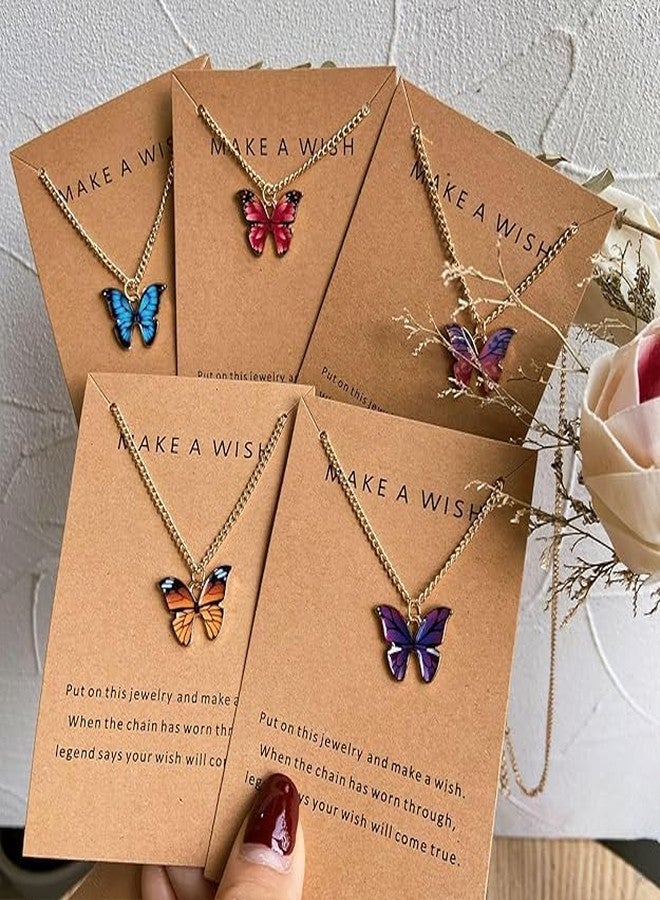 MEENAZ Fashion 5 pcs Butterfly Pendant Necklace Set for Women, Girls Combo chains for women, stylish/Gold Locket Jewellery Set for Women, Alloy jewelry | Valentine Gifts, Girlfriend western-100 - Image 4