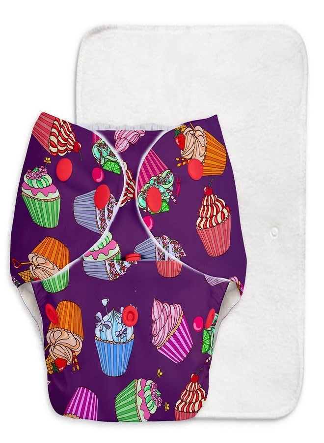 SuperBottoms BASIC Reusable Cloth Diaper for babies 0-3 Years | Freesize Adjustable, Washable and Reusable Cloth Diaper for babies for day time use (with dry feel pad/soaker/insert) (Cupcake) - Image 1