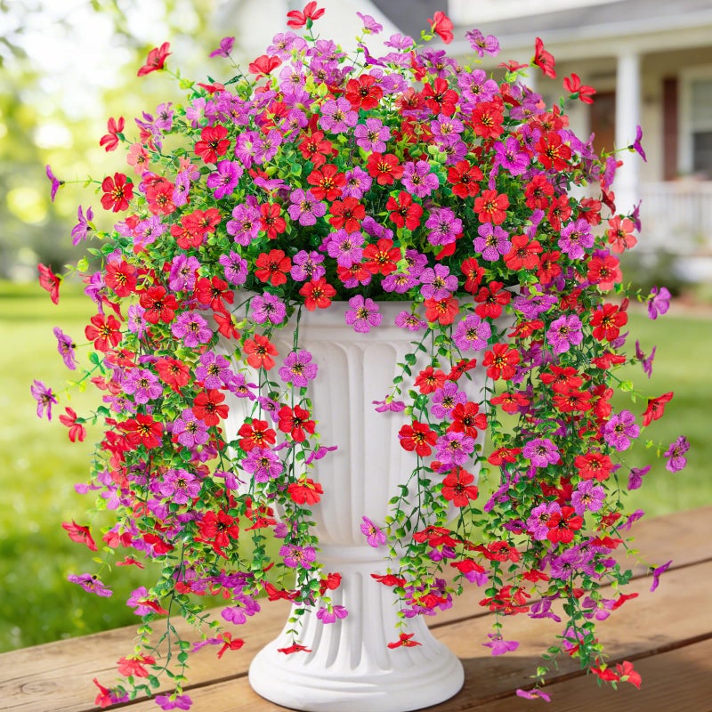 ADXORA Fake Artificial Hanging Flowers for Outdoor Spring Decor 2PCS Faux Silk Flowers Plants for Outdoor Outside Planter UV Resistant Daisy for Porch Front Door Patio Balcony Yard DÃ©cor - Image 1