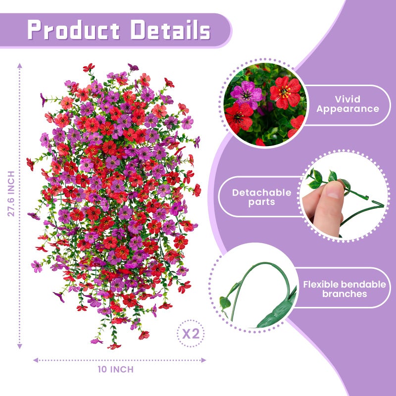 ADXORA Fake Artificial Hanging Flowers for Outdoor Spring Decor 2PCS Faux Silk Flowers Plants for Outdoor Outside Planter UV Resistant Daisy for Porch Front Door Patio Balcony Yard DÃ©cor - Image 2