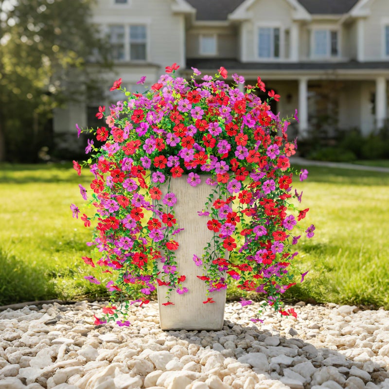 ADXORA Fake Artificial Hanging Flowers for Outdoor Spring Decor 2PCS Faux Silk Flowers Plants for Outdoor Outside Planter UV Resistant Daisy for Porch Front Door Patio Balcony Yard DÃ©cor - Image 5