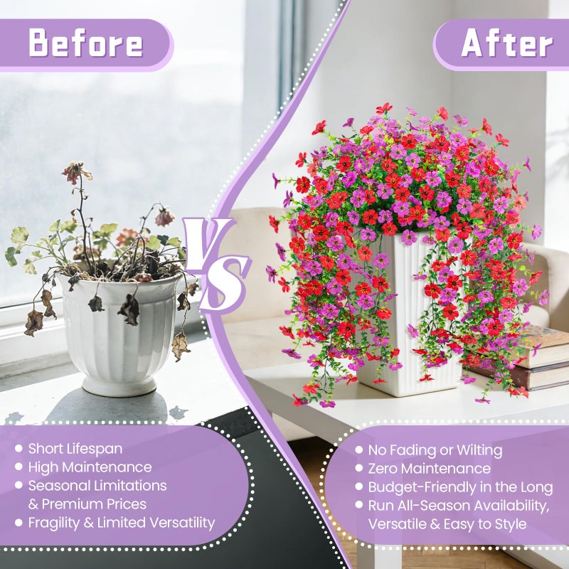 ADXORA Fake Artificial Hanging Flowers for Outdoor Spring Decor 2PCS Faux Silk Flowers Plants for Outdoor Outside Planter UV Resistant Daisy for Porch Front Door Patio Balcony Yard DÃ©cor - Image 3