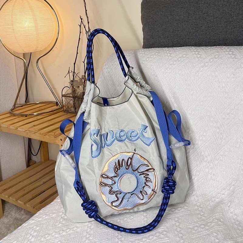 Japanese Homemade Ball Chain Eco-Friendly Shopping Bag Nylon Embroidered Hand Canvas Bag Nylon Shopping Bag - Image 4