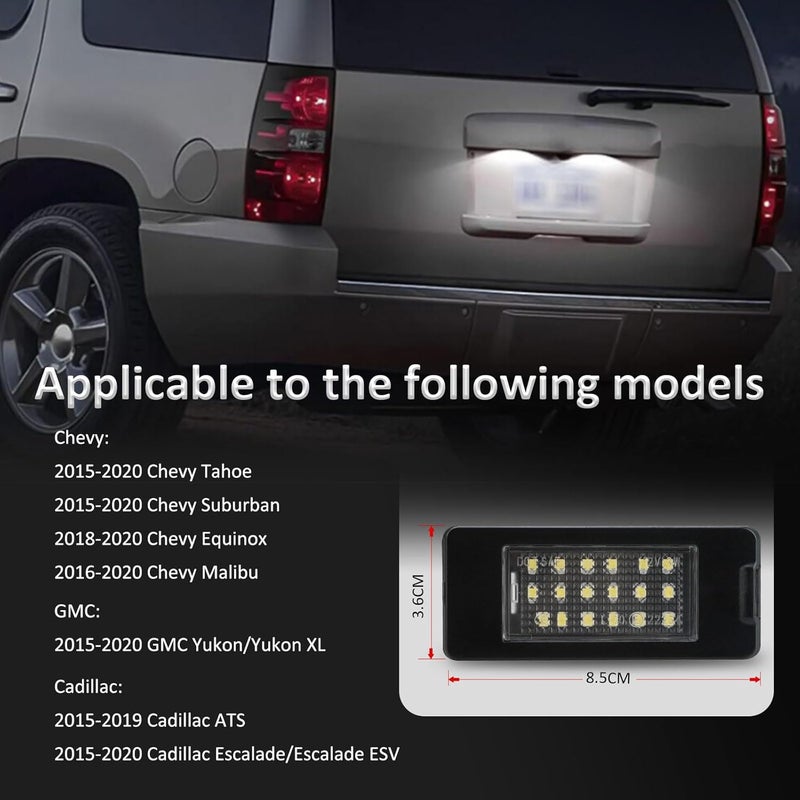 Bestview LED License Plate Lights Tag Lamp Assembly for 2015-2020 Chevy Tahoe Suburban Malibu/GMC Yukon XL/Cadillac Escalade ATS,Rear License Plate Lamp 6000K White,Pack of 2 - Image 5