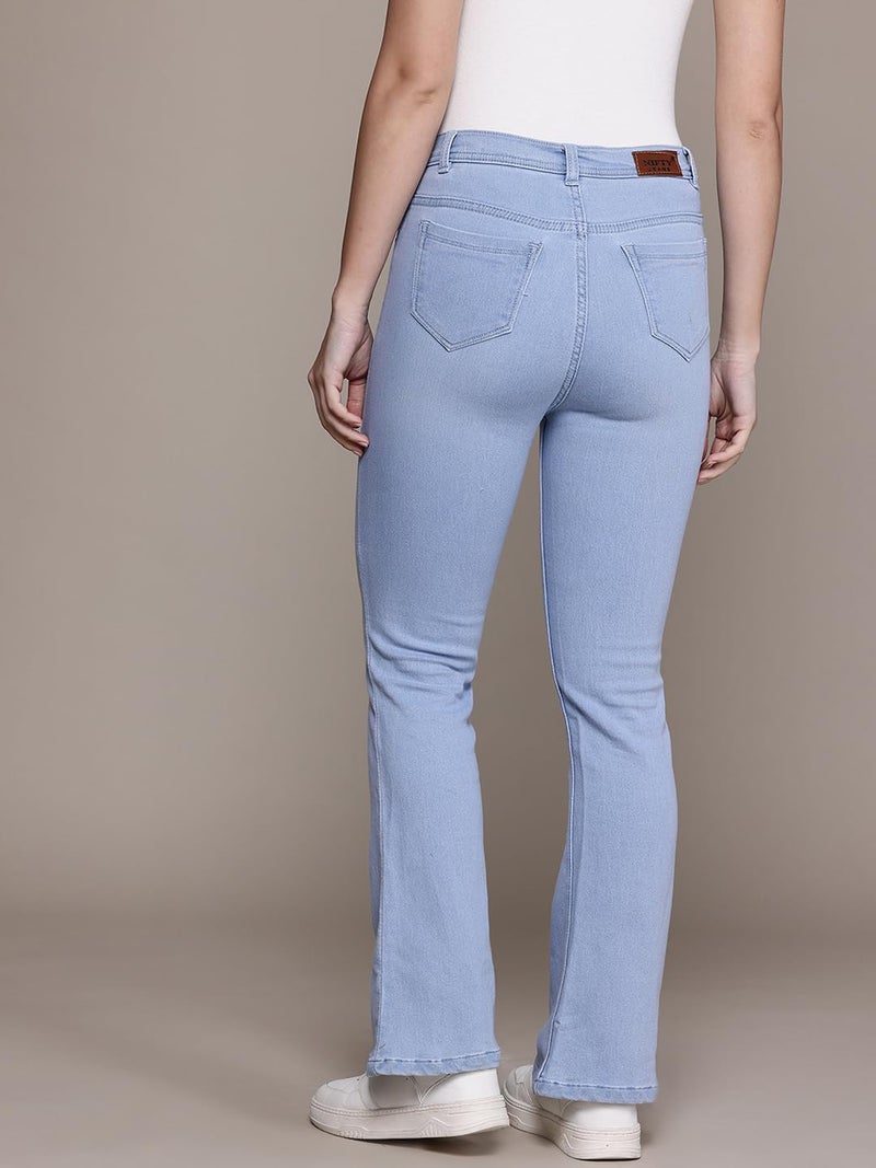 Nifty Women's Denim Stretchable High Waist Bootcut Jeans (1478_ICE_32_Light_Blue_32) - Image 4