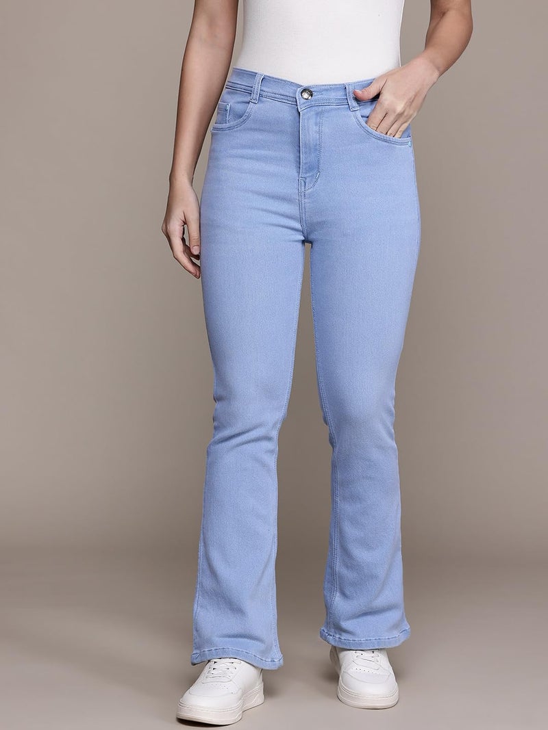 Nifty Women's Denim Stretchable High Waist Bootcut Jeans (1478_ICE_32_Light_Blue_32) - Image 3