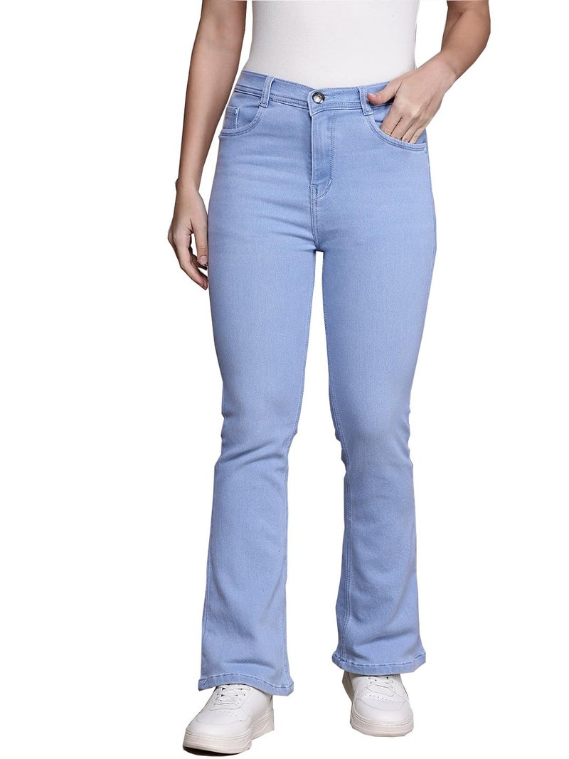 Nifty Women's Denim Stretchable High Waist Bootcut Jeans (1478_ICE_32_Light_Blue_32) - Image 1