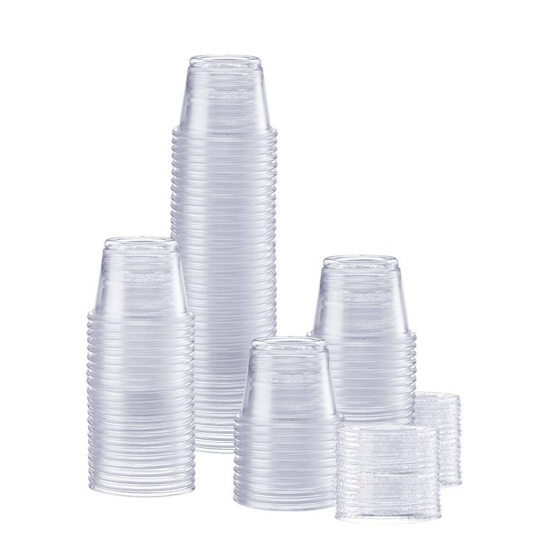 GUSTO 100 Sets  1 oz Plastic Disposable Portion Cups With Lids Souffle Cups