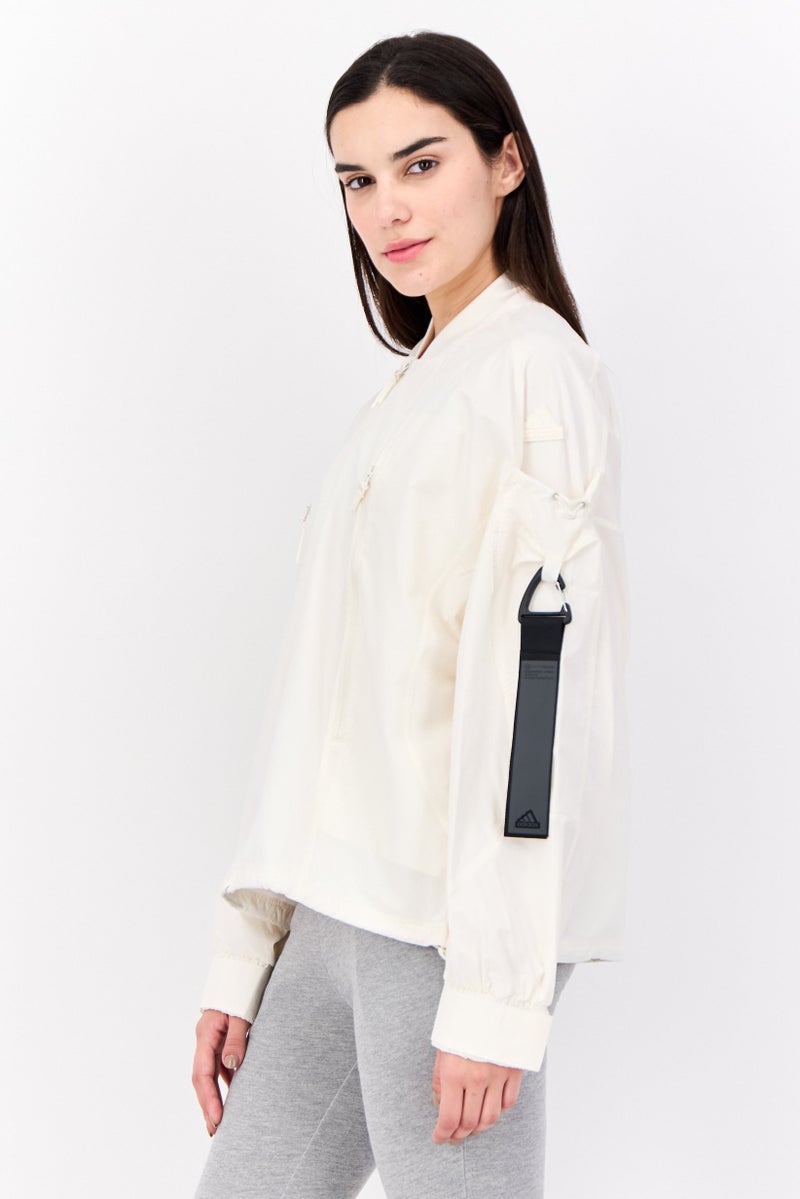 Adidas Women Sportswear Fit Long Sleeves Training Jacket, Cream - Image 2