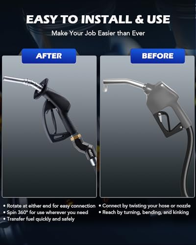 Orion Motor Tech Fuel Hose Nozzle Swivel, 3/4" Dual NPT Threads Fuel Transfer Swivel Multi Plane 360 Rotating Fuel Tank Fuel hose Connector for Fuel Pump Hose Nozzle Transfer Diesel Gasoline Kerosene - Image 3