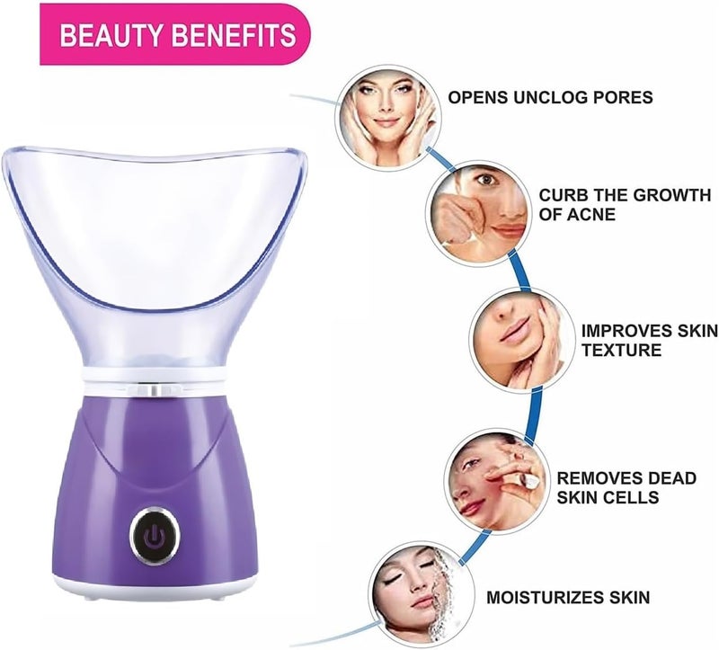 Biki Facial Steamer, Steam Sauna Vaporizer Machine, And Steam Inhaler For Cold, Cough & Sinus with Regulator For Men, Women & Kids With 2 Years Warranty (Pruple) - Image 4