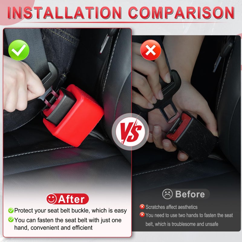 Amiss 2PCS Seat Belt Buckle Holder, Universal Silicone Rear Seat Belt Booster & Fixer for Easy Access, Keeping Receptacle Upright, Car Interior Accessories-Fits Most Cars (Red) - Image 5