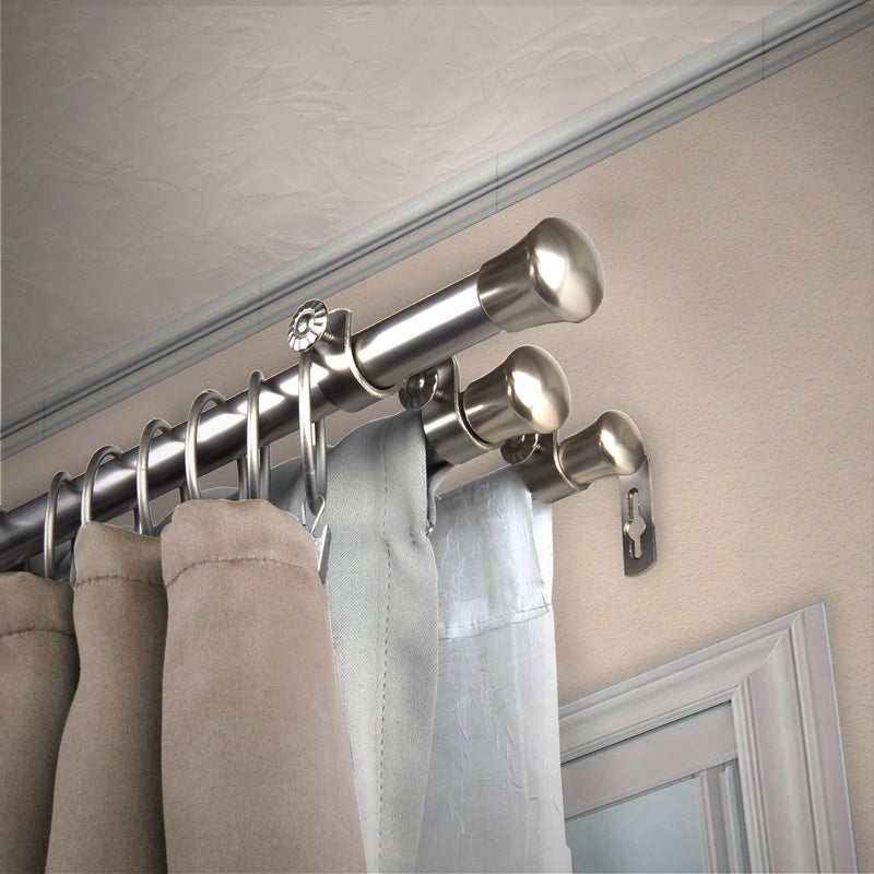 Rod Desyne 1316 Triple Curtain Rod 4884 inch  Satin Nickel 