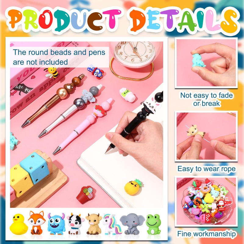 Watersay 40 Pcs 3D Silicone Focal Beads Pens Beads Bulk for Beadable Keychain DIY Crafts Necklace Bracelet Phone Chain Charms Jewelry Making (Various) - Image 4
